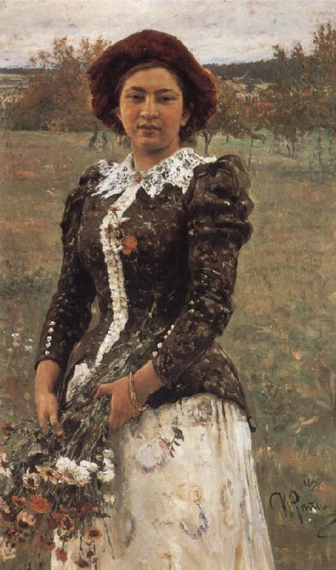 Autumn Bouquet Portrait of Vera Repina,the Artist-s Daughter, Ilya Repin
